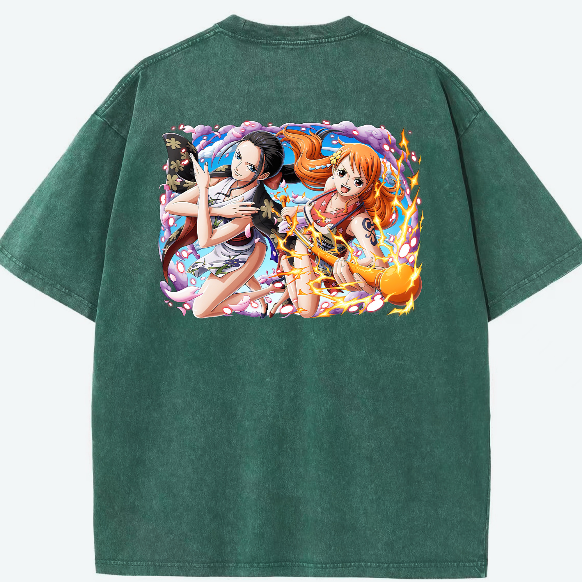 ワンピース ナミ ONE PIECE Nami 綿100% ヴィンテージ風 半袖Tシャツ（背面プリント）